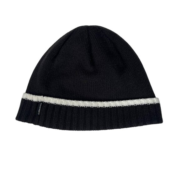 Adidas Knit Beanie Hat Black White Stripe One Size Unisex Warm Winter Accessory - Picture 2 of 7